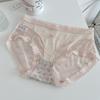 Mesh Lace Thin and Semi-transparent Panties with Double Bowknots and Small Flowers, Pure Desire and Seductive Triangle Women’s Panties