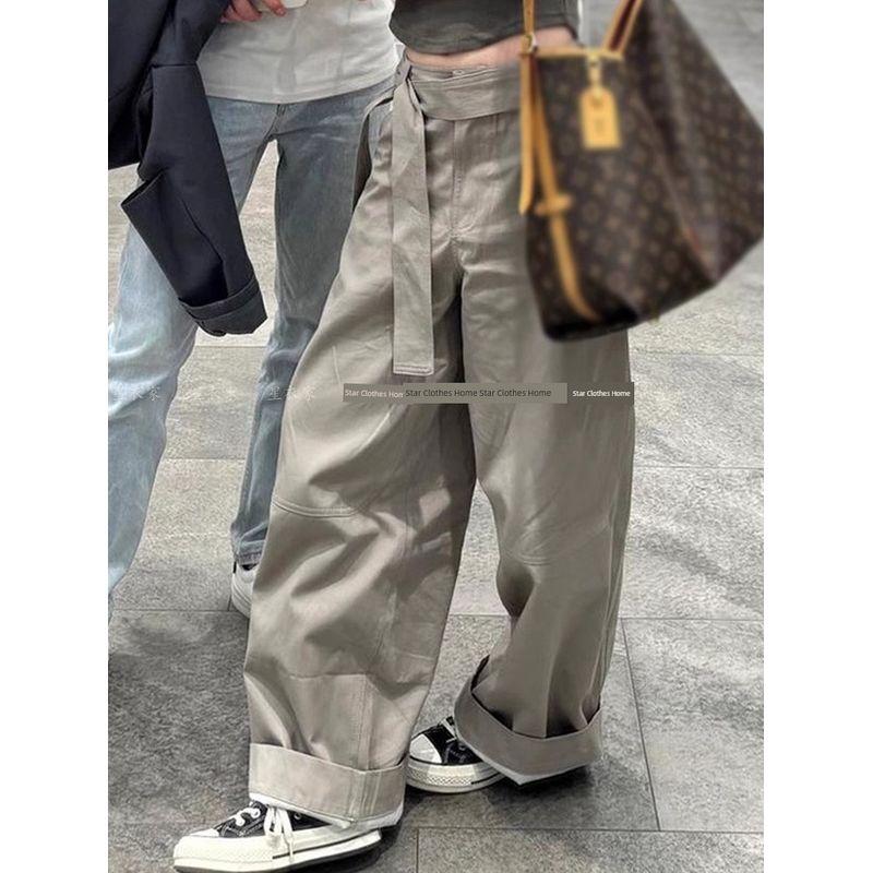 

Модные брюки в стиле ретро, на шнуровке, в повседневном стиле, женские, новое поступление 2025, сексуальные, свободного и небрежного стиля, брюки-швабры