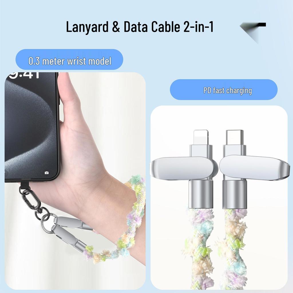 60W PD Fast-Charging Crossbody/Wrist Lanyard Cable - Anti-Drop, Great for Photos