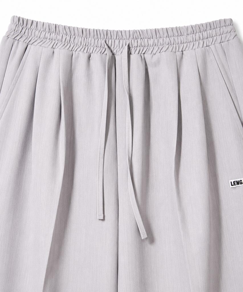 LENGAGEMENT Two-Pleated Wide Elastic Waist Slacks [Light Gray]