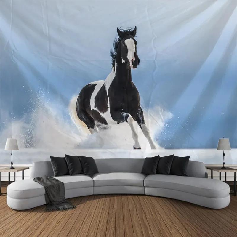 

Животное Лошадь Бегущий Фон Гобелен Спальня Гостиная Гобелен Домашнее Настенное Украшение Гобелен 230x180cm
