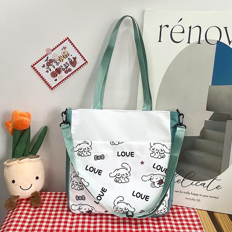 Student tutoring bag, new shoulder bag, fashionable and sweet contrasting color, large-capacity messenger bag.