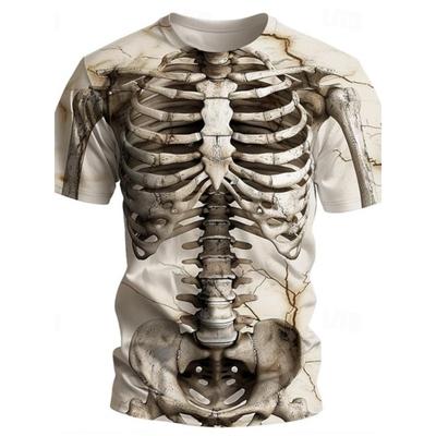 3D Print Cool Skulls Skeleton Graphic Casual Tees Street Style Men's T Shirt Short Sleeve O-Neck Shirts Summer Classic Clothing