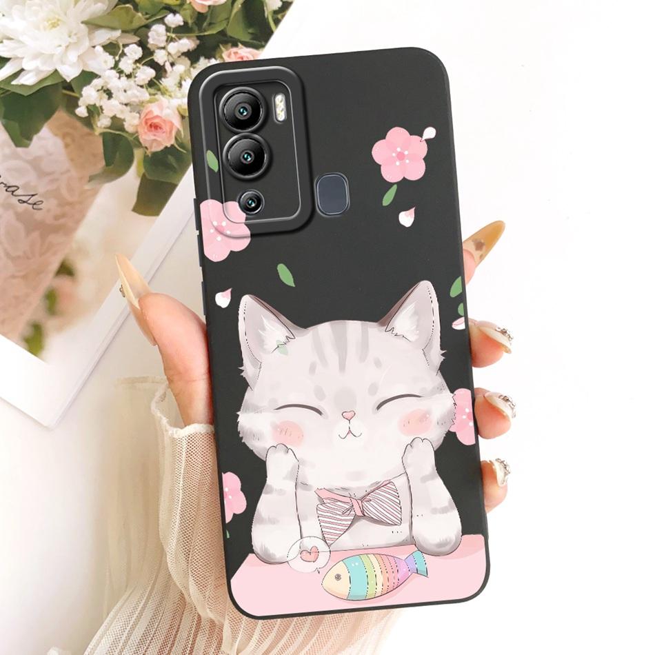 For Infinix Hot 12 12 Play Cute Cat Flower Cartoon Phone Case For Infinix Hot12i Hot 12Play Shockproof Soft Silicone Bumpers