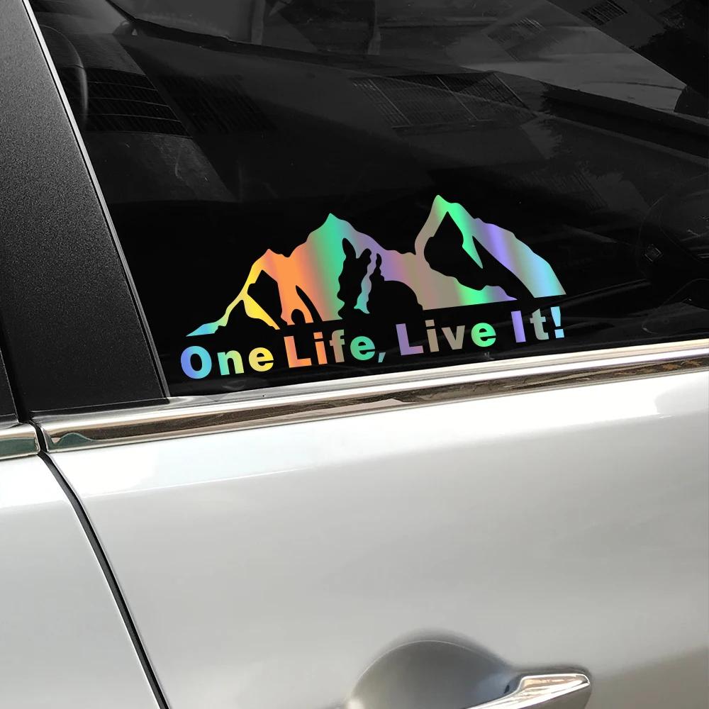 ONE LIFE LIVE IT Car Tuning Off Road SUV Truck Mountain Silhouette Car Sticker Vinyl Car Sticker Decals Decoration Accessories