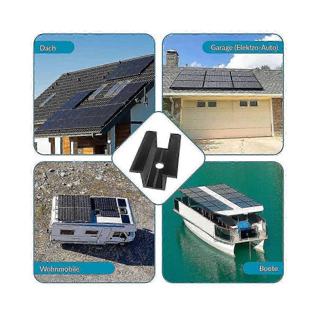 10 Black Solar Panel Centre Clamps, Fits All Frame Heights, PV Module Brackets