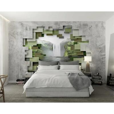 Papier peint 3D motif polygone géométrique en béton, décoration d'intérieur moderne