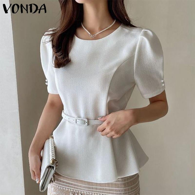 

Летние элегантные женские тонкие топы VONDA с ​​пышными рукавами