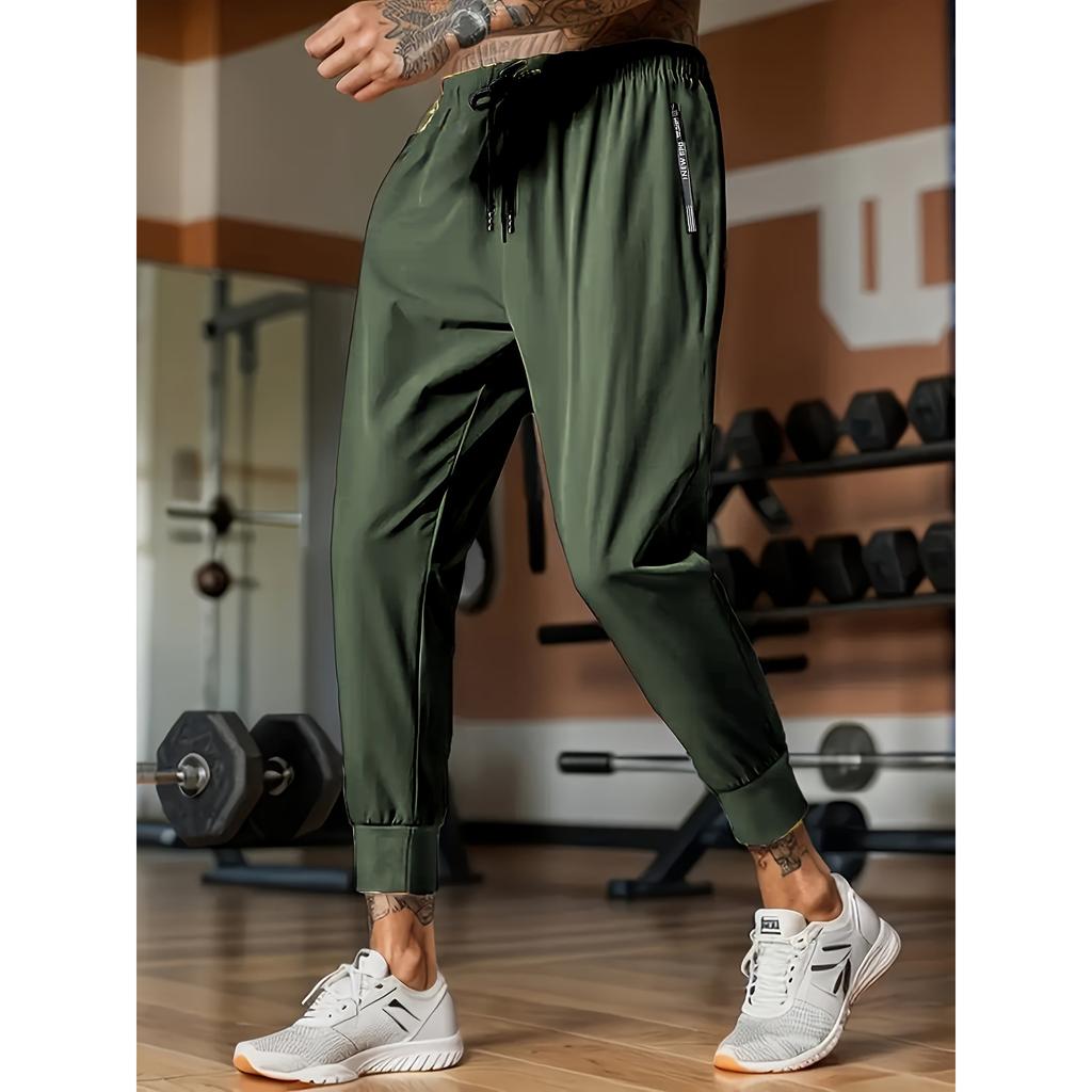Men's Fitness Pants Zippered Pockets Stretch Sports Pants Running Daily Wear Casual Pants Jogger Man Football Fishing Gift Gym