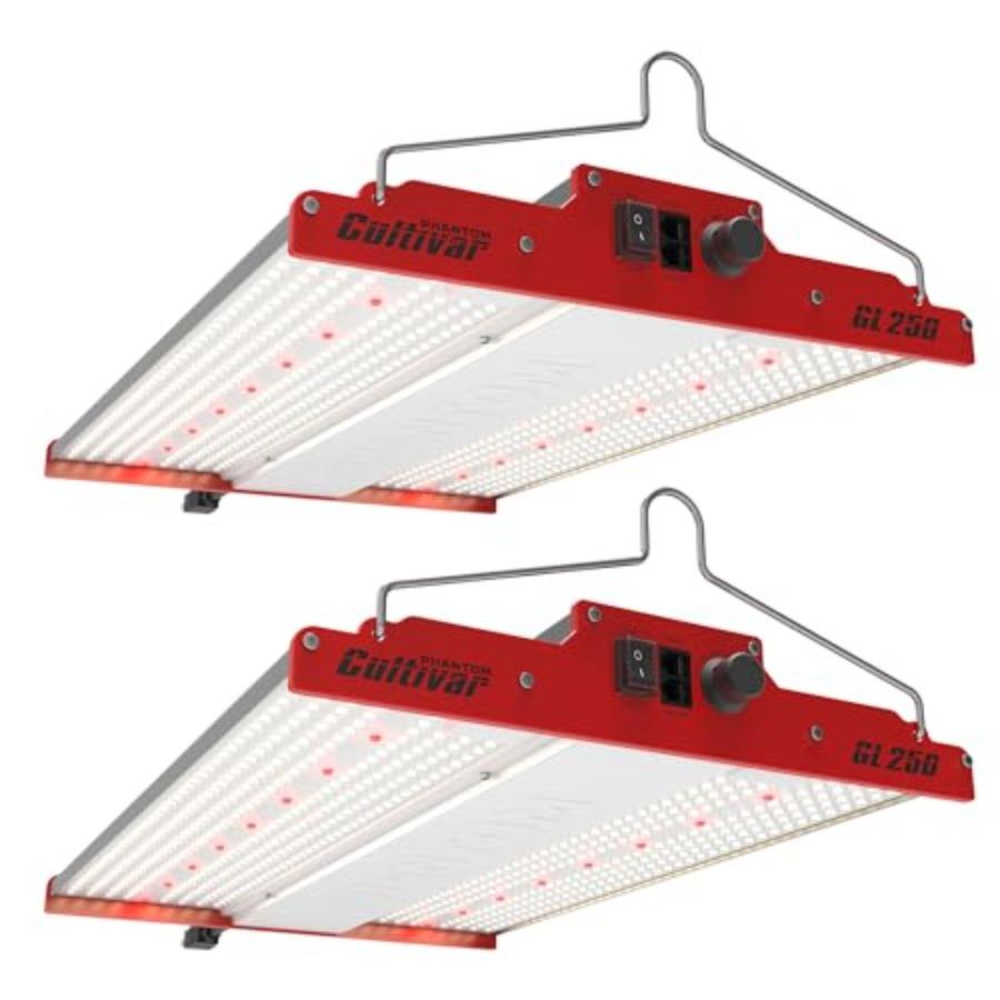 

GL250 250 Watt 120 Volt Plug LED Aluminum Grow Tent Lamp Compact Plant Light Fixture for Indoor Cultivation Red 2 Pack