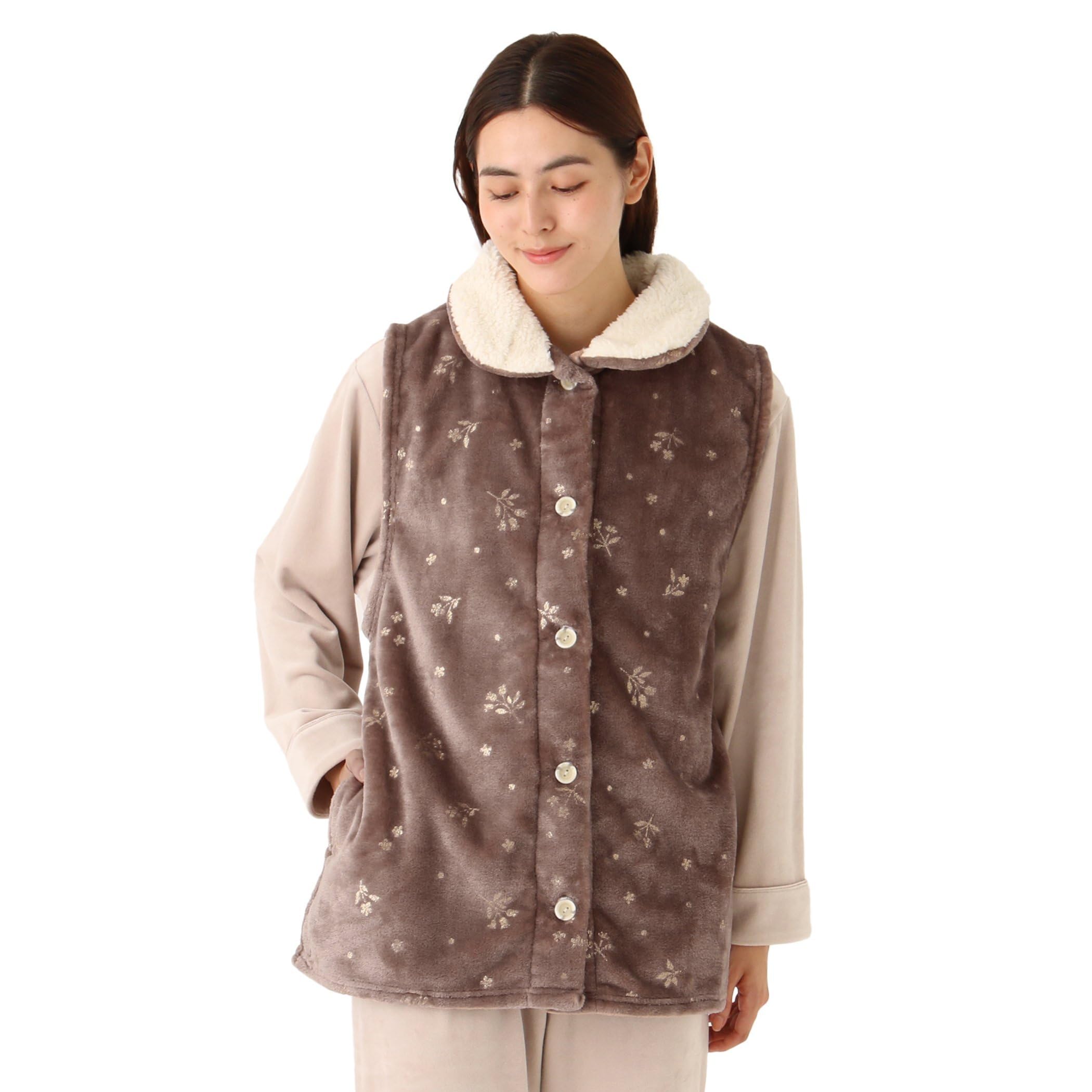 

Afternoon Tea Living Top JG02 Foil Flower Brown Pajama/Loungewear Vest,