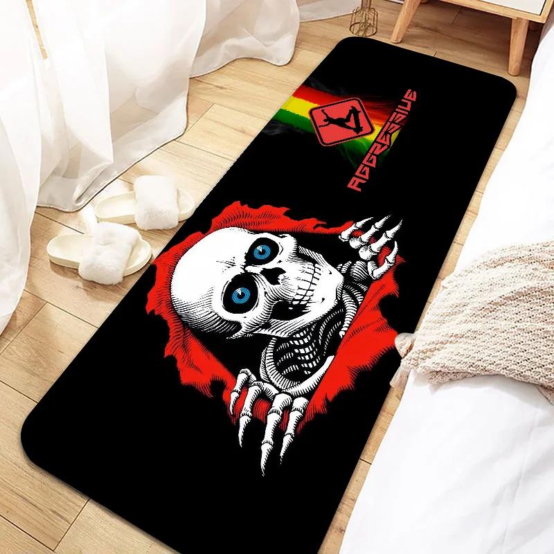 Skateboard P-Powells Wing Skull P-Peraltas Door Mat Entrance Non-slip Washable Kitchen Carpet Living Room Hallway Rugs Bathroom