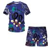 European and American Amazon Summer New Colorful Patterned 3D Print T-shirt Men's Casual Short Sleeve Shorts Short Sleeve Set