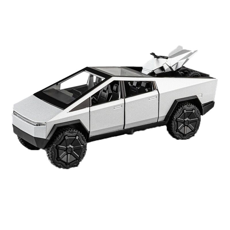 1/32 Tesla Cybertruck Zabawka Stop Off Road Diecast Metal Model Dźwięk i światło Pull Back Zabawka Prezent dla przyjaciół Dekoracyjne modne ozdoby