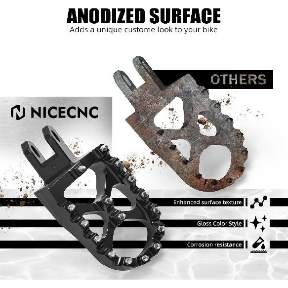NICECNC Black 57mm Wide Foot Pegs Pedals Rests Dirt Bike Compatible with Suzuki DRZ400S/DRZSM 2000 2001 20002 2003 2004 2005-2020 2021 2022 2023
