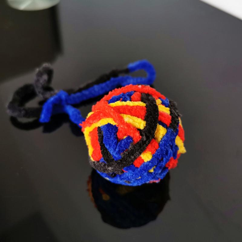 New! Pet Cat Colorful Plush Ball Toy Multi-color Wool Ball Interactive Chew Toys With 40cm Tail For