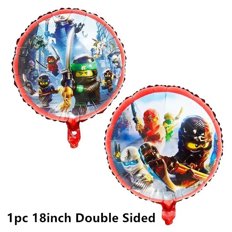 Ninjaed Go Balloons Happy Birthday Banner Legoed Party Decoration Supplies Backdrop Cake Topper Kids Spiral Disposable Tableware