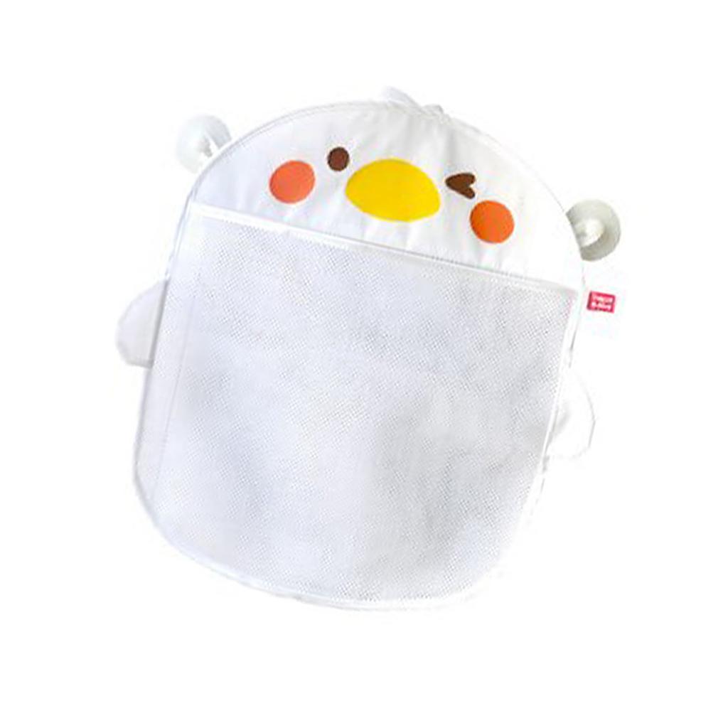 Cartoon Hanging Mesh Waterproof Drainage Large Capacity Mesh Bath Toy Organizer with Sucker White