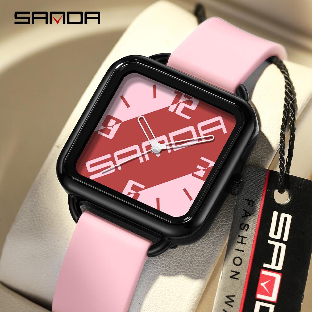 SANDA 3261 Student Quartz Watch Colorful Leisure Waterproof Creative Square Dial Fashion Men's and Women's Watches