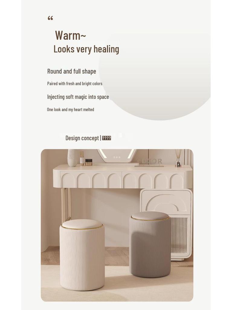 Wysyłka tego samego dnia Solidny drewniany stołek pod umywalkę, Kompaktowe siedzisko do makijażu i manicure, Oszczędzające miejsce krzesło do makijażu