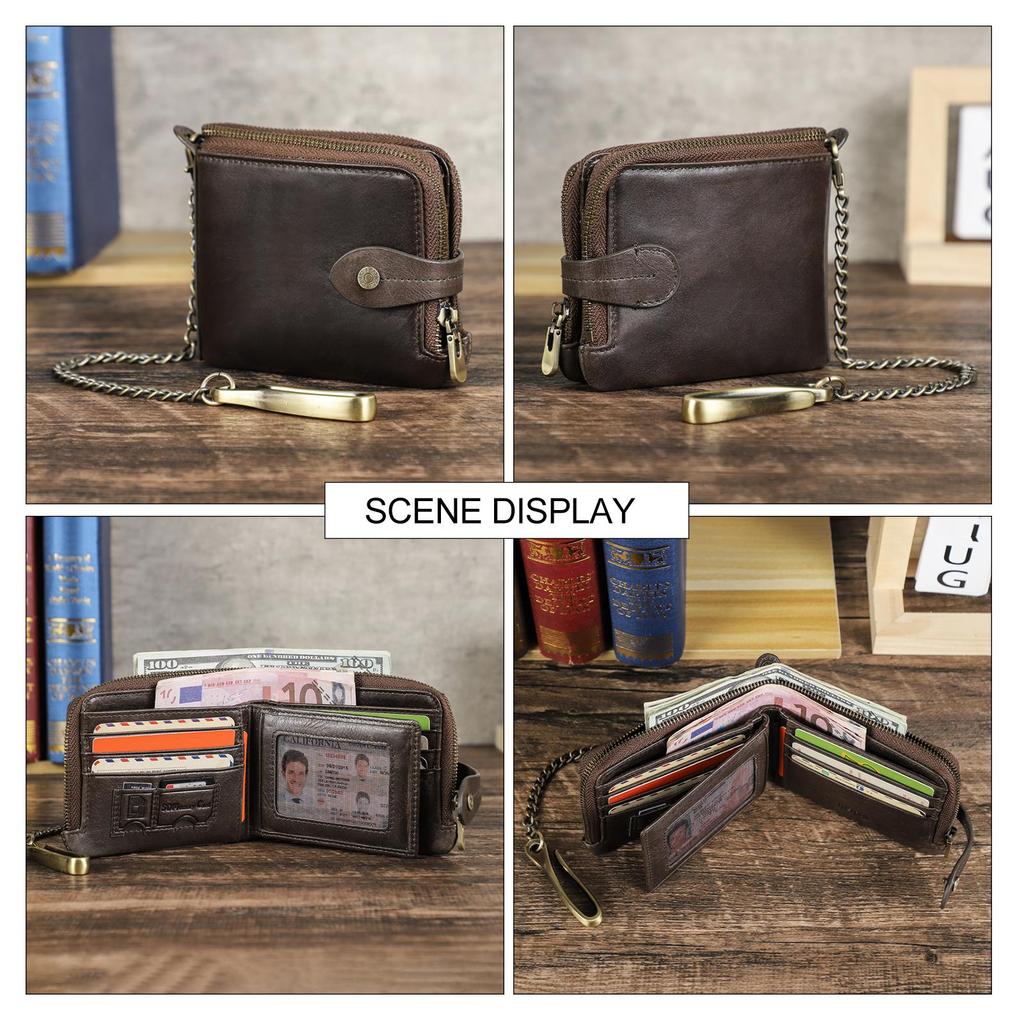 CONTACT'S Genuine Leather Fashion Small Trifold Wallet for Men  RFID Card Holder Travel Credit Card Purse Wallets for Men Birthday Gifts 2025