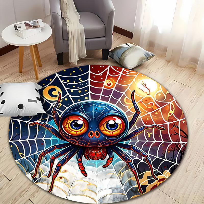 Colorful Spider Web Rug for Kids' Playroom Decor round carpet for home sofa bedroom, gift