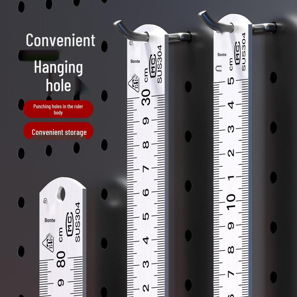 304 Stainless Steel Metric Straight Ruler, Thick Single-Sided Scale, Student Ruler