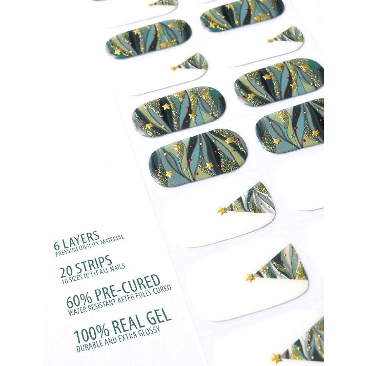 Semi Cured Gel Nail Strips, 20 pcs Nail Wraps, Glaze Gel Nail Stickers, Salon Quality French Manicure, Full Decal Gel Polish Strips, Long Lasting