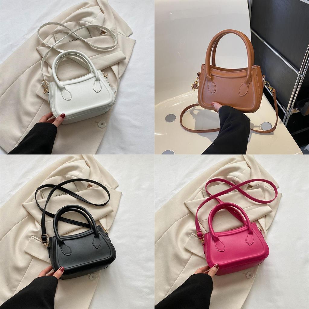 Trendy Minimalist Shoulder Bag 2023 Pure Color Texture Fashionable Fresh Street Style Pu Small Crossbody Bag