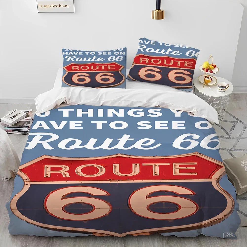 Historic Route 66,Mother Road Comfortable Duvet Quilt Cover Pillowcase Bedding Set Children Bedroom Decoration Home Textile