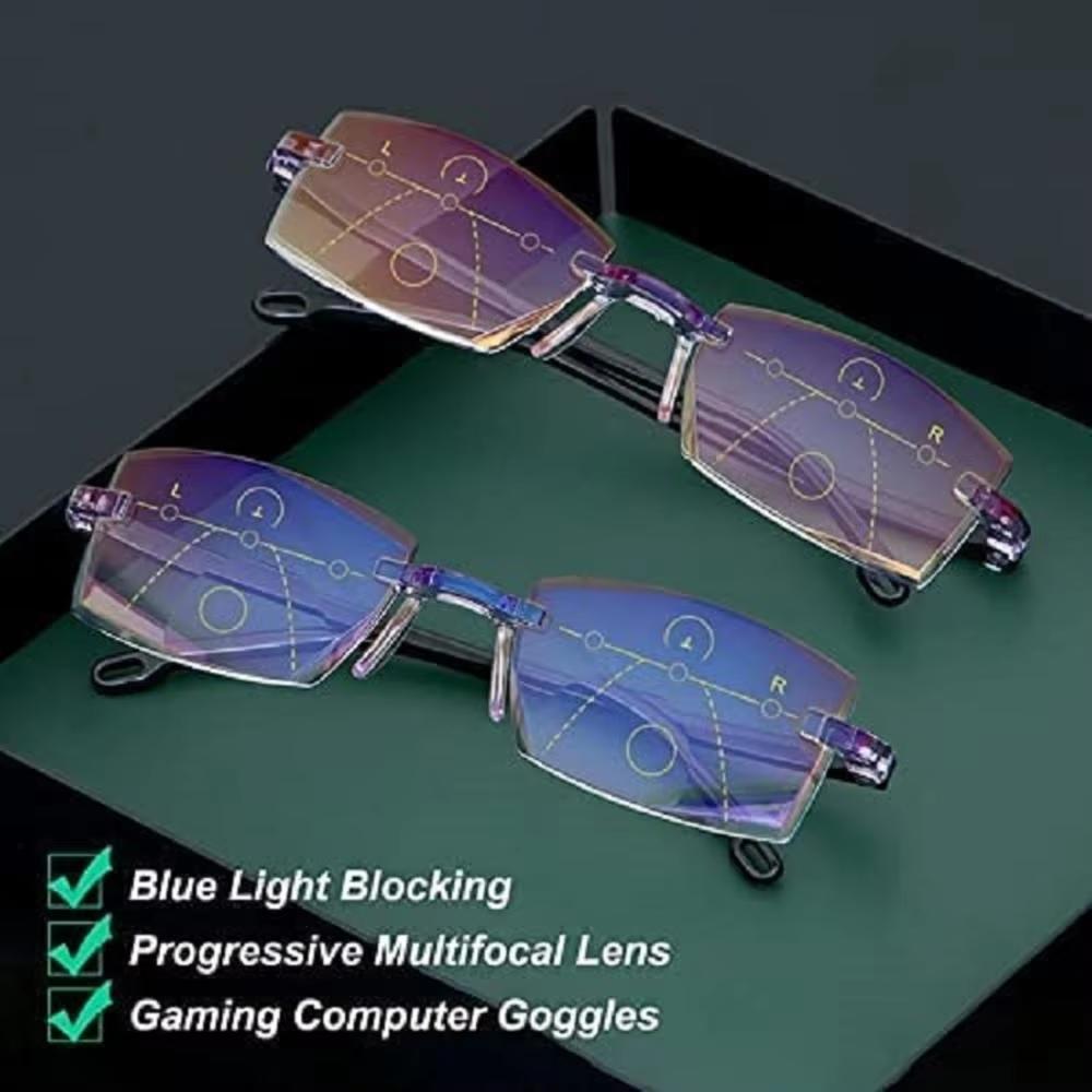New Intelligent Zoom Glasses Men Women Reading Glasses Anti Blue Ray Rimless Cutting Presbyopia Eyewear Prescription Glasses