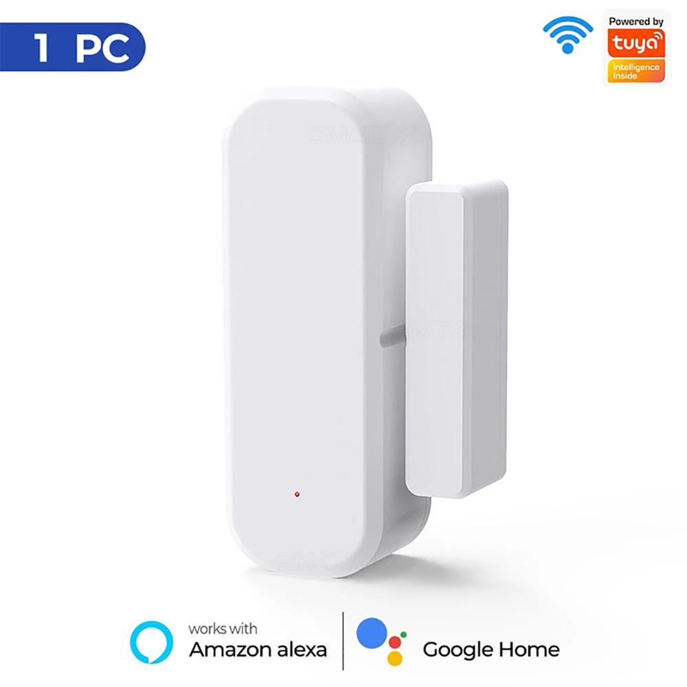 Smart WiFi Wireless Door Sensor Smart Home Open Close Detector Smart Life App Control Notification Compatible with Alexa Google
