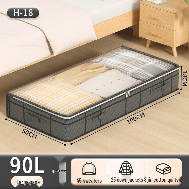 Four-Handle Foldable Underbed Storage Bag for Clothes and Quilts