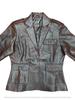 Brauner Lammfell-Neuer formeller stilvoller Lederblazer für Damen, handgefertigt, Designer-Party
