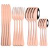 Pink Gold Cutlery Set Stainless Steel Dinnerware Set 16Pcs Knives Forks Coffee Spoons Flatware Set Kitchen Dinner Tableware Set