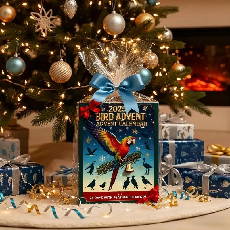 Calendar de Advent Păsări 2025, Calendar de Advent Păsări de Crăciun 24 Zile, Decorațiuni Păsări Plate 2D Acrilice pentru Agățat în Pomul de Crăciun