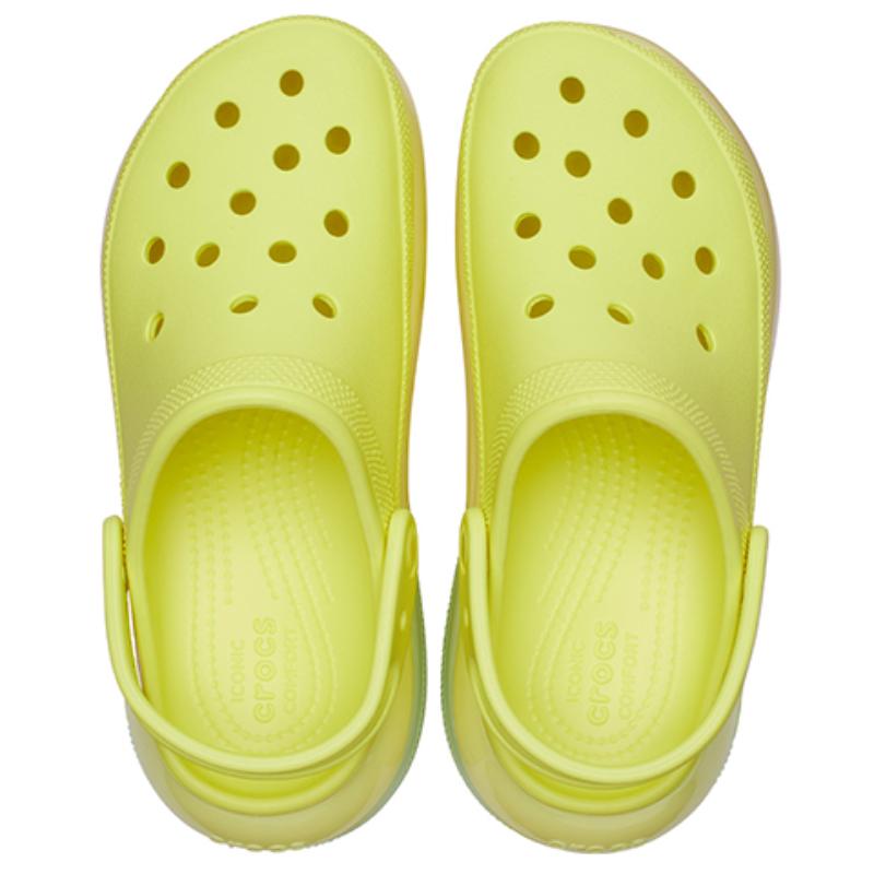 Crocs Classic Halo Thick Sole Crush Clogs 6.1cm Women's Sour Yellow