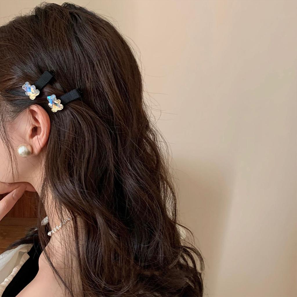 Super flash rhinestone hairpin cute bear small bangs clip feeling side bangs clip sweet hair accessories