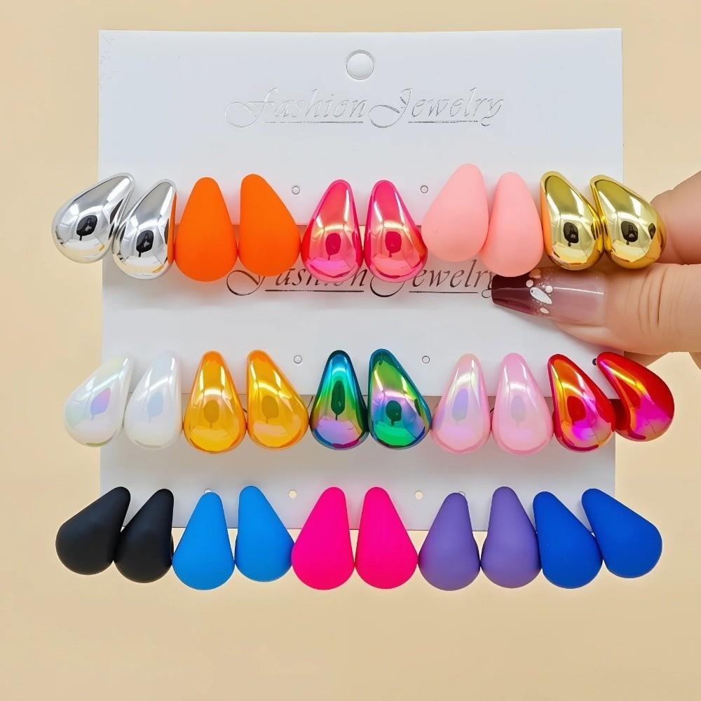 30pcs Imitation Gem Chunky Waterdrop Earring Matte Teardrop Stud Earrings  Wedding