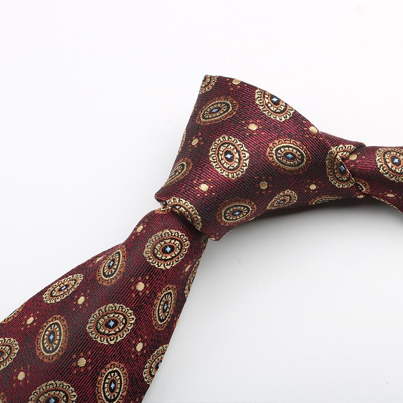 Burgundy Tie Men, Wedding Banquet Best Man Groom Host Festive Gentleman High-End Pattern Hand Tape 8Cm