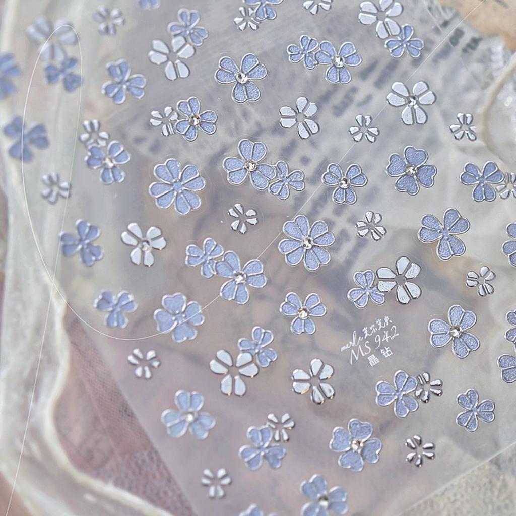 5D Starfish Fish Tail Small Fish Blue Bow Shell Silver Glitter Star Nail Art Stickers Ocean Fantasy Nail Decals Manicure