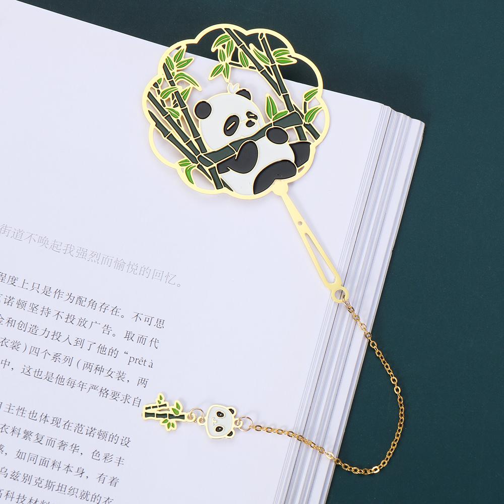 Chinesischer Stil Metall Retro Panda Lesezeichen Metall Anhänger Hohl Buchclip Quaste Seitenmarkierung Schreibwaren Geschenk Schulbedarf