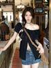 Plus Size Off-Shoulder Short-Sleeve Slimming Blouse for Women - 2026 Summer Collection