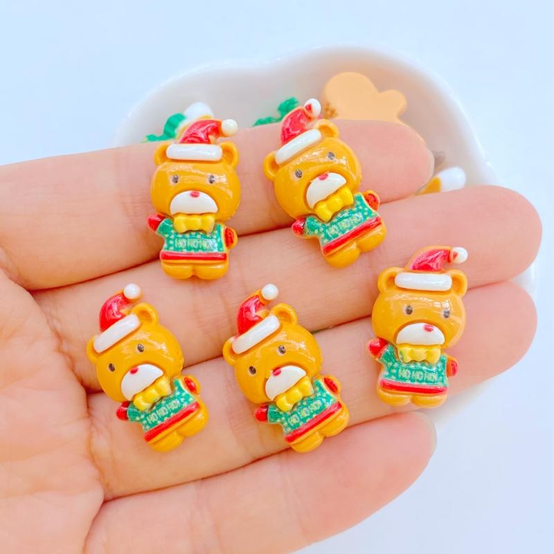 20 Stück Niedlicher Weihnachts-Schneemann, Weihnachtsmann, Lebkuchenmann, Weihnachtsbaum, Flache Rückseite, Harz, Scrapbooking, DIY, Schmuck, Dekoration, Zubehör
