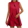 Combinaison courte sans manches à col rond pour femme, couleur unie