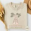 Ribbons Pine and Pointe Tshirt, Ballet Christmas Tee, Blush Pointe Shoe Shirt, Pink Dancer Holiday Gift, Pink Christmas Tee, Xmas Tee