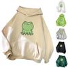 Unisex Hoodie Solid Color Frog Pattern Autumn Winter Korean Style Warm Sweatshirt for Daily Wear