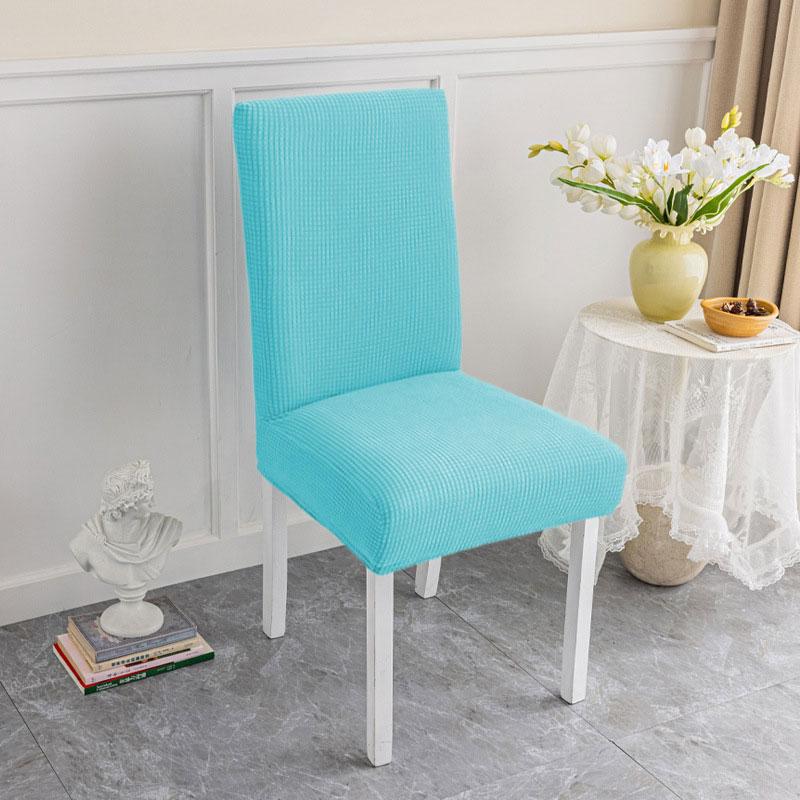 1Pc With Chair Back Elastic All-season Thicken Chair Cover Soft Dining Chair Dustproof Solid Color