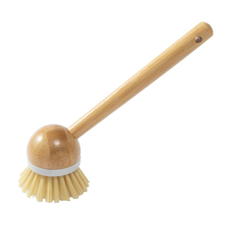 Perie de Curățat Vasă din BambusPerie de CurățatPerie pentru Fructe și Legume din Lemn MasivPerie de Bucătărie cu Mâner din LemnPerie de Vasă cu Mâner LungInstrument Magic