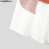 INCERUN Men Zip-up Waist Mesh Sheer Patchwork Hollow Pants Shorts Home Wear